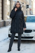 Купить Куртка зимняя женская с капюшоном модная черного цвета 7653Ch, фото 4