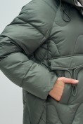 Купить Куртка зимняя женская с капюшоном модная цвета хаки 7653Kh, фото 9