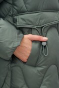 Купить Куртка зимняя женская с капюшоном модная цвета хаки 7653Kh, фото 12