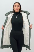 Купить Куртка зимняя женская с капюшоном модная цвета хаки 7653Kh, фото 14