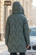Купить Куртка зимняя женская с капюшоном модная цвета хаки 7653Kh, фото 2