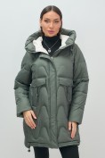 Купить Куртка зимняя женская с капюшоном модная цвета хаки 7653Kh, фото 6
