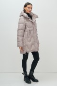 Купить Куртка зимняя женская с капюшоном модная светло-коричневого цвета 7653SK, фото 6