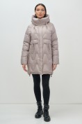 Купить Куртка зимняя женская с капюшоном модная светло-коричневого цвета 7653SK, фото 9