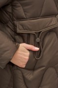 Купить Куртка зимняя женская с капюшоном модная темно-коричневого цвета 7653TK, фото 9