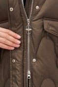 Купить Куртка зимняя женская с капюшоном модная темно-коричневого цвета 7653TK, фото 12