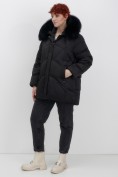 Купить Куртка зимняя женская с мехом и капюшоном тренд черного цвета 7656Ch, фото 19