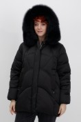 Купить Куртка зимняя женская с мехом и капюшоном тренд черного цвета 7656Ch, фото 23