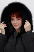 Купить Куртка зимняя женская с мехом и капюшоном тренд черного цвета 7656Ch, фото 24