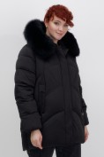 Купить Куртка зимняя женская с мехом и капюшоном тренд черного цвета 7656Ch, фото 10