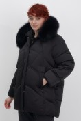 Купить Куртка зимняя женская с мехом и капюшоном тренд черного цвета 7656Ch, фото 11