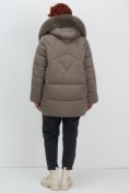 Купить Куртка зимняя женская с мехом и капюшоном тренд коричневого цвета 7656K, фото 12