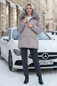 Купить Куртка зимняя женская с мехом и капюшоном тренд светло-коричневого цвета 7656SK, фото 4