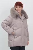 Купить Куртка зимняя женская с мехом и капюшоном тренд светло-коричневого цвета 7656SK, фото 12