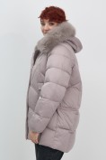 Купить Куртка зимняя женская с мехом и капюшоном тренд светло-коричневого цвета 7656SK, фото 13