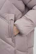 Купить Куртка зимняя женская с мехом и капюшоном тренд светло-коричневого цвета 7656SK, фото 15