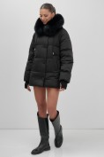 Купить Куртка зимняя женская с мехом и капюшоном тренд черного цвета 7658Ch, фото 21