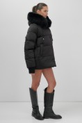 Купить Куртка зимняя женская с мехом и капюшоном тренд черного цвета 7658Ch, фото 22