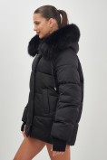 Купить Куртка зимняя женская с мехом и капюшоном тренд черного цвета 7658Ch, фото 10