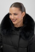 Купить Куртка зимняя женская с мехом и капюшоном тренд черного цвета 7658Ch, фото 14