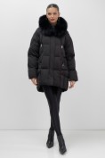 Купить Куртка зимняя женская с мехом и капюшоном тренд черного цвета 7660Ch, фото 9
