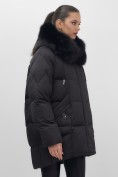 Купить Куртка зимняя женская с мехом и капюшоном тренд черного цвета 7660Ch, фото 18