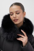 Купить Куртка зимняя женская с мехом и капюшоном тренд черного цвета 7660Ch, фото 20