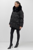 Купить Куртка зимняя женская с мехом и капюшоном тренд черного цвета 7660Ch, фото 10