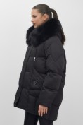 Купить Куртка зимняя женская с мехом и капюшоном тренд черного цвета 7660Ch, фото 17