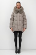 Купить Куртка зимняя женская с мехом и капюшоном тренд коричневого цвета 7660K, фото 20