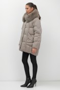Купить Куртка зимняя женская с мехом и капюшоном тренд коричневого цвета 7660K, фото 21