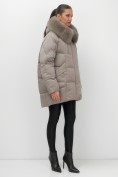 Купить Куртка зимняя женская с мехом и капюшоном тренд коричневого цвета 7660K, фото 22