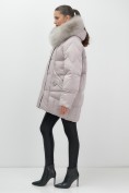 Купить Куртка зимняя женская с мехом и капюшоном тренд светло-коричневого цвета 7660SK, фото 14