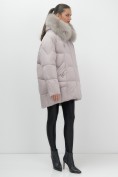 Купить Куртка зимняя женская с мехом и капюшоном тренд светло-коричневого цвета 7660SK, фото 15