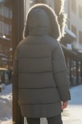 Купить Куртка зимняя женская с мехом и капюшоном тренд темно-серого цвета 7660TC, фото 2