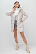 Купить Куртка зимняя женская классическая с капюшоном бежевого цвета 7671B, фото 19