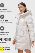 Купить Куртка зимняя женская классическая с капюшоном бежевого цвета 7671B, фото 5
