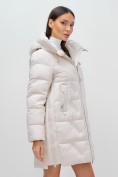 Купить Куртка зимняя женская классическая с капюшоном бежевого цвета 7671B, фото 11