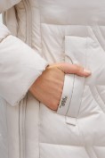 Купить Куртка зимняя женская классическая с капюшоном бежевого цвета 7671B, фото 14