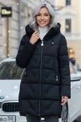 Купить Куртка зимняя женская классическая с капюшоном черного цвета 7671Ch, фото 2