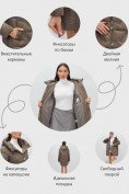 Купить Куртка зимняя женская классическая с капюшоном коричневого цвета 7671K, фото 7