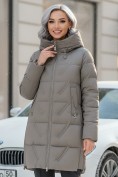 Купить Куртка зимняя женская классическая с капюшоном серого цвета 7671Sr