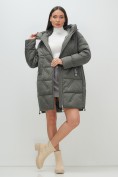 Купить Куртка зимняя женская классическая с капюшоном темно-серого цвета 7671TC, фото 19