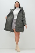 Купить Куртка зимняя женская классическая с капюшоном темно-серого цвета 7671TC, фото 20