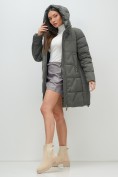 Купить Куртка зимняя женская классическая с капюшоном темно-серого цвета 7671TC, фото 21