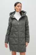 Купить Куртка зимняя женская классическая с капюшоном темно-серого цвета 7671TC, фото 10
