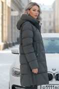 Купить Куртка зимняя женская классическая с капюшоном темно-серого цвета 7671TC, фото 3