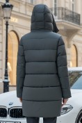 Купить Куртка зимняя женская классическая с капюшоном темно-серого цвета 7671TC, фото 2