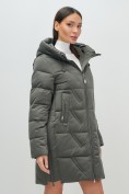 Купить Куртка зимняя женская классическая с капюшоном темно-серого цвета 7671TC, фото 11