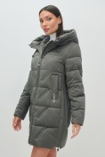 Купить Куртка зимняя женская классическая с капюшоном темно-серого цвета 7671TC, фото 12